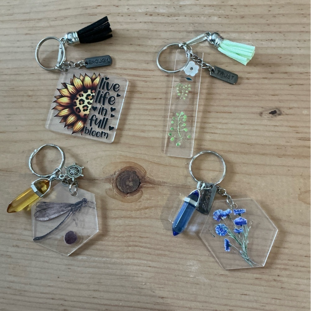 Handmade set of 4 acrylic keychains!  Brand New!